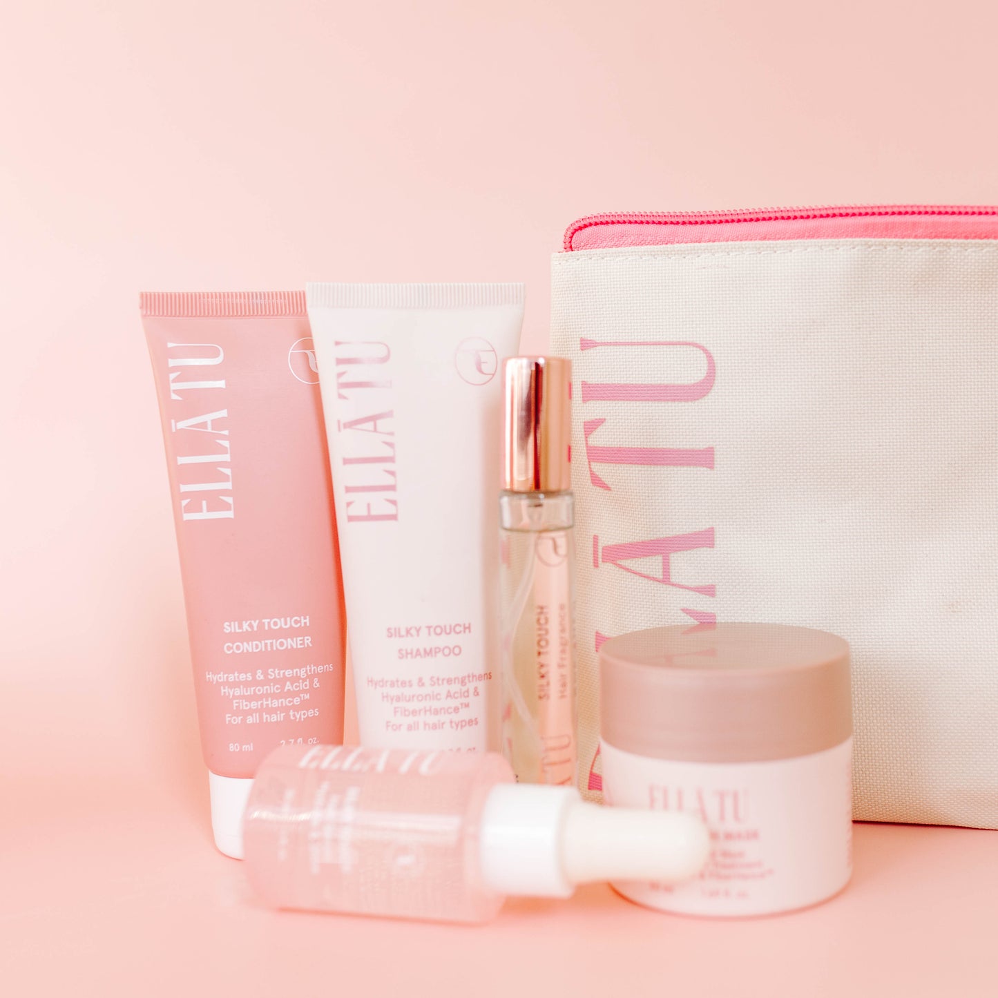 The Ellātu Travel Kit let's you bring your hair care on the go. All products are specially formulated for dry, damaged hair.