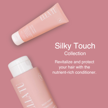 The Ellatu Silky Touch Conditioner with fiberhance, hyaluronic acid, castor oil, moringa oil and vitamin e for dry, damaged, color-treated, chemically-treated, frizzy and curly hair