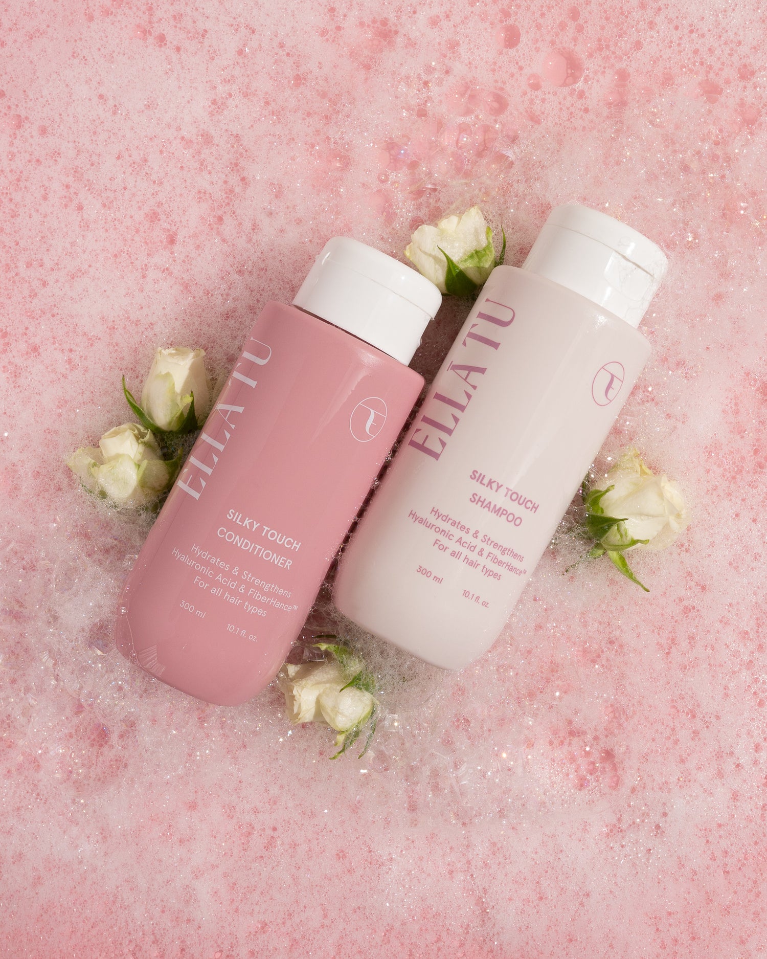 The Ellatu shampoo and conditioner bundle. Formulated specifically for dry, damaged, color-treated, chemically-treated, frizzy, curly, hair with ingredients such as Fiberhance, Hyaluronic Acid, Moringa Oil, Castor Oil and Vitamin E.
