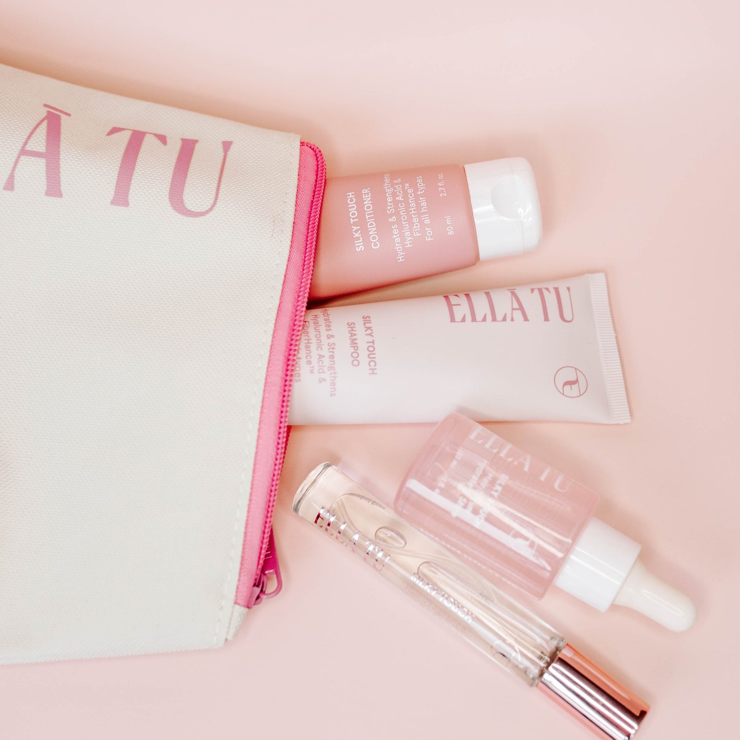 The Ellātu Travel Kit let's you bring your hair care on the go. All products are specially formulated for dry, damaged hair.