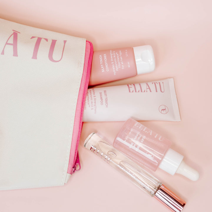 The Ellātu Travel Kit let's you bring your hair care on the go. All products are specially formulated for dry, damaged hair.