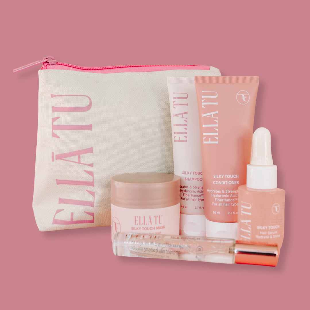 The Ellātu Travel Kit let's you bring your hair care on the go. All products are specially formulated for dry, damaged hair.