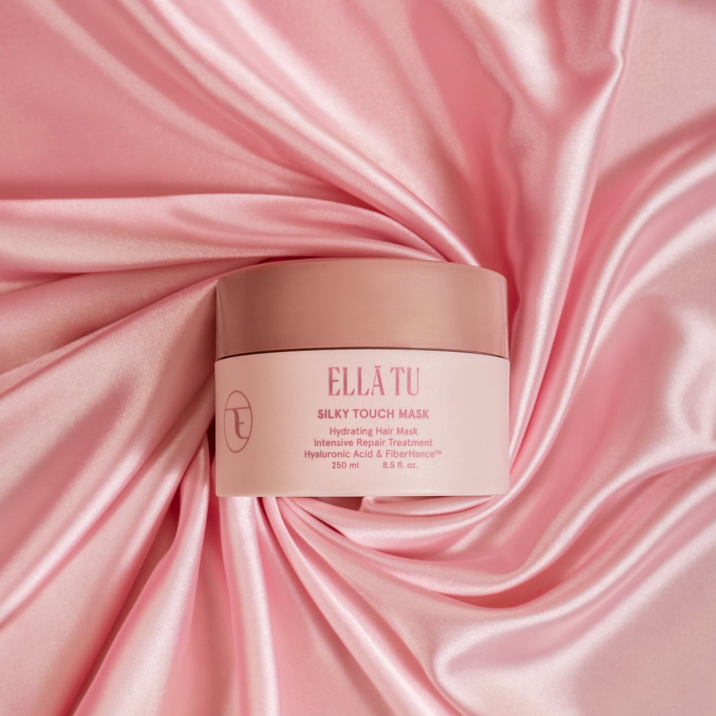 The Ellatu Silky Touch Hair Mask for dry damaged hair, formulated with patented ingredient Fiberhance as well as Moringa Oil, Castor Oil, Hyaluronic Acid and more for deep hydration and nurture for hair.