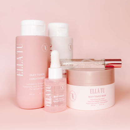 The Ellatu Goddess Hair Kit, a complete hair care routine for dry, damaged hair. Experience the power of our science backed formula with Fiberhance and Hyaluronic Acid. By Women, For Women.